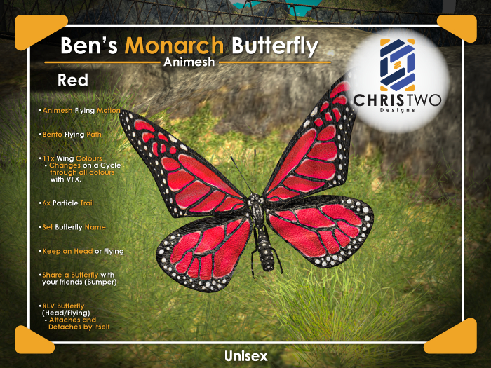 B's Monarch Butterfly - Red - [Chris Two Designs]