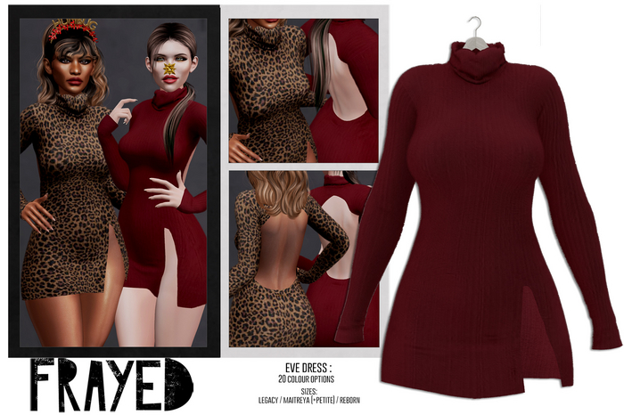 Frayed - Eve Dress - Burgundy