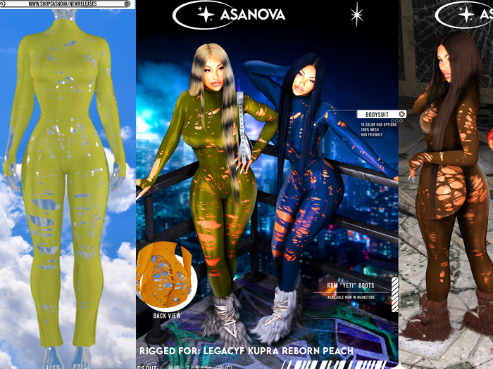 [CNOVA] "Spice" Ripped Bodysuit YELLOW 