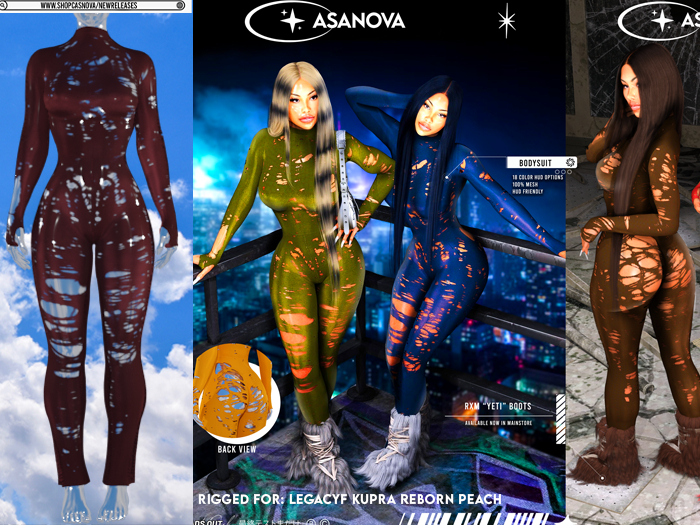 [CNOVA] "Spice" Ripped Bodysuit MAROON 