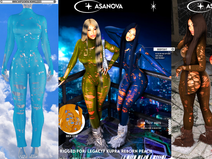 [CNOVA] "Spice" Ripped Bodysuit LightBLUE