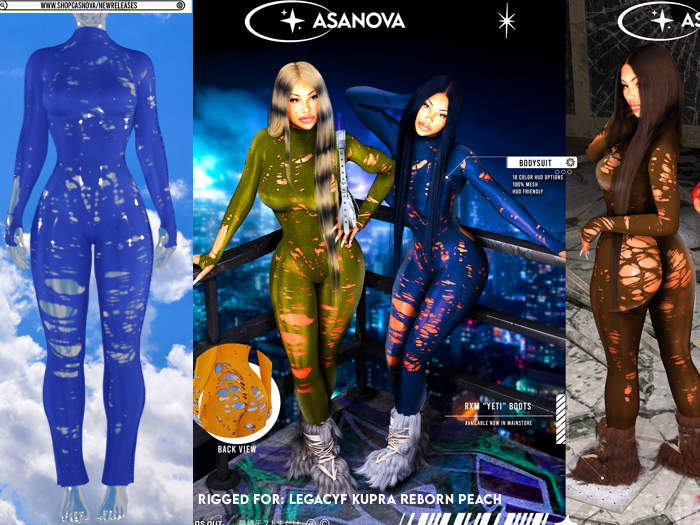 [CNOVA] "Spice" Ripped Bodysuit BLUE 
