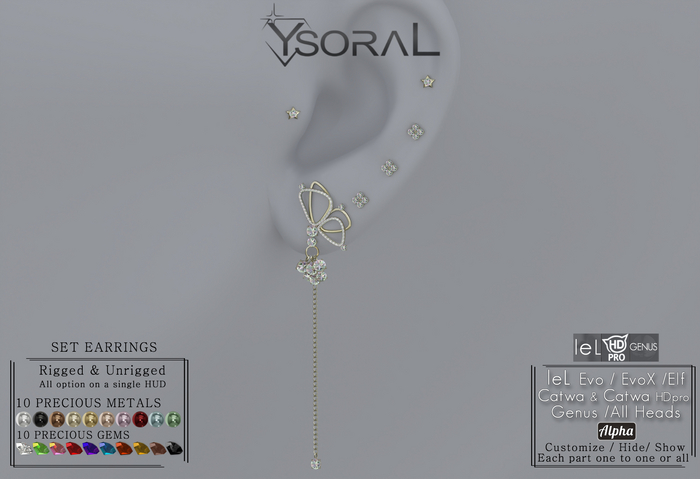 ~~ Ysoral ~~.:Luxe Earrings Mia:.(leL Evo / Evo X - Catwa & HDpro- Genus - Unrigged) 
