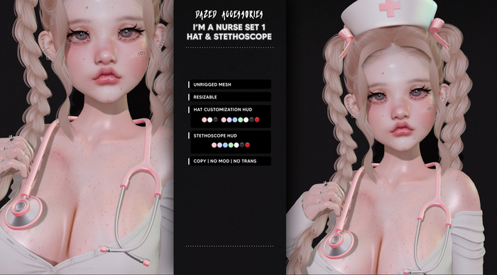 Dazed. I'm a Nurse Set 1 - Hat & Stethoscope