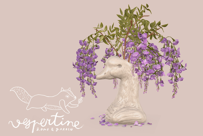 {vespertine} - wisteria branch vase arrangement. 