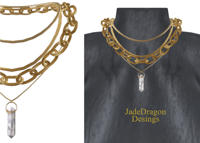 Crystal Quartz on Gold Chain Necklace
