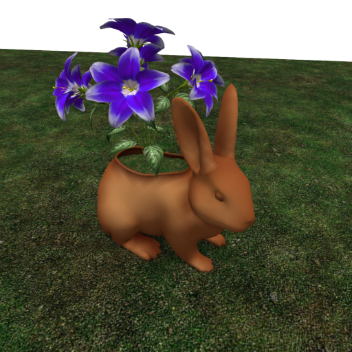 Rabbit Brown with Blue Flowers