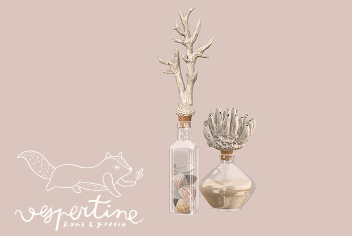 {vespertine} - sea side coral trinket bottles. set 2 