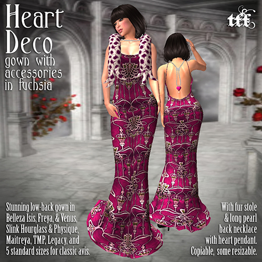 TFF Heart Deco Gown w Accessories in Fuchsia