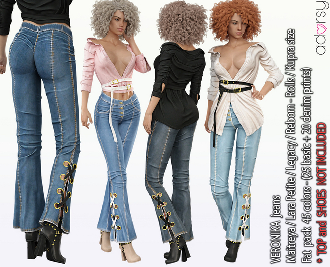 adorsy - Veronika Denim Pants Fatpack - Maitreya/Legacy/Lara Petite/Kupra/Reborn-Rolls