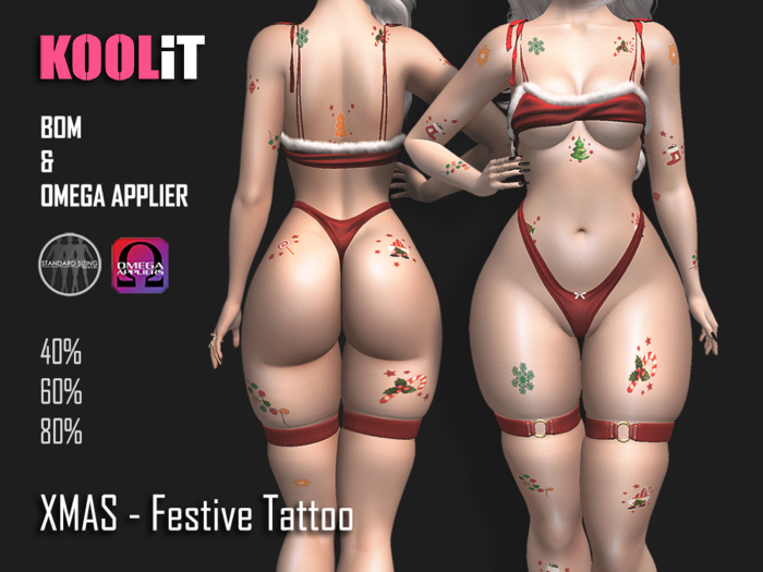 KooLit - XMAS Festive Body Tattoo BOM & Omega (Add Me)