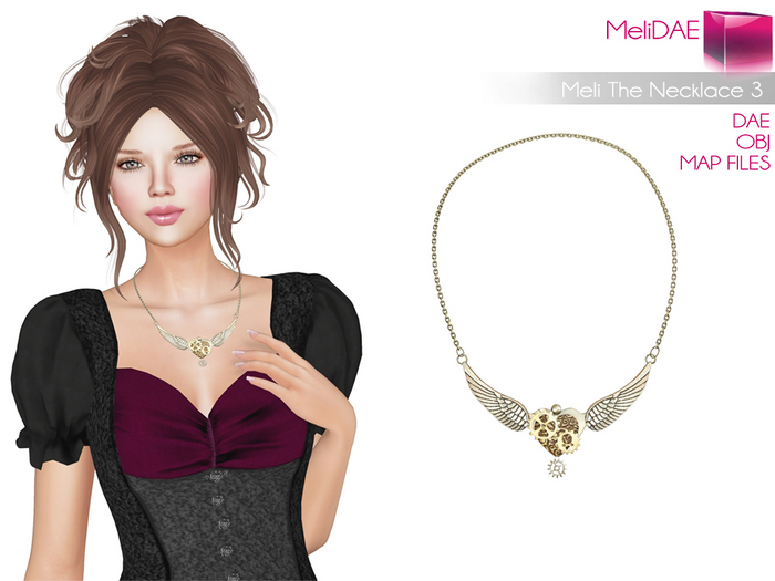 Dae, Obj, FBX, And Texture Files Intricate Cogs Design Fantasy Stempunk Necklace