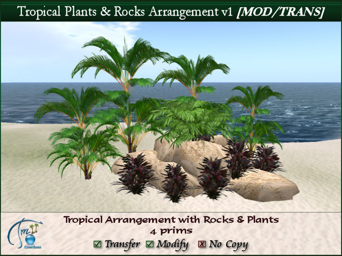 Second Life Marketplace - Tropical Plants & Rocks Arrangement only 4 LI ...