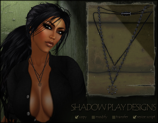 Shadow Play Designs - Necklace Flowers black (boxed)