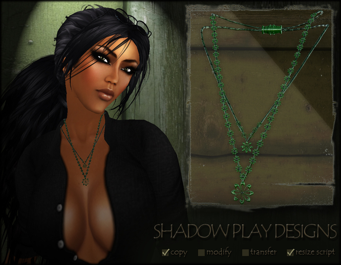 Shadow Play Designs - Necklace Flowers green (boxed)