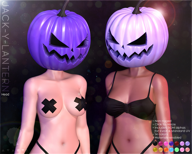 .:Avanti:. Jack-Y-Lantern Head (14 colors, HUD-driven)