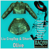 [R39] Lia CropTop & Shorts-Olive