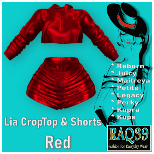 [R39] Lia CropTop & Shorts-Red