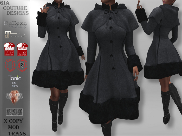 "GCD" Tamela Hooded Wool Coat Blue