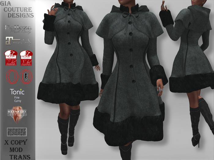 "GCD" Tamela Hooded Wool Coat Green