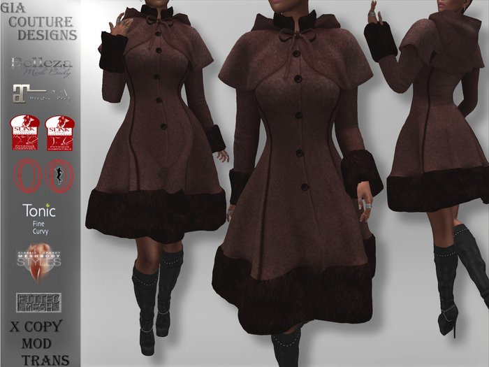 "GCD" Tamela Hooded Wool Coat Terracotta