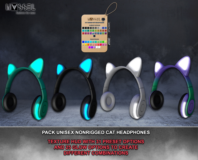 (HASSEL) PACK UNISEX CAT HEADPHONES WITH GLOW LIGHT EFFECT 411 NONRIGGED  