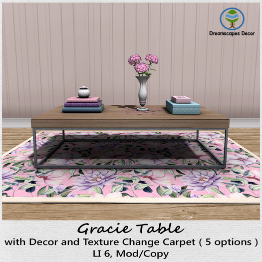 *Gracie* Table - Table with decor and texture change carpet