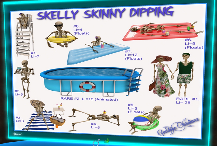 Second Life Marketplace - 32 )O( GC:Skelly Skinny Dipping Gacha RARE ...