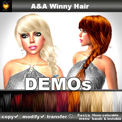 A&A Winny Hair DEMOs (side braid with colorable bands)