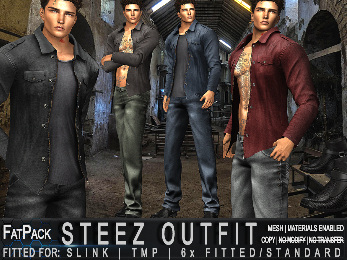 Second Life Marketplace - 50% OFF FATPACK - ZED 6x Steez Outfits Open ...
