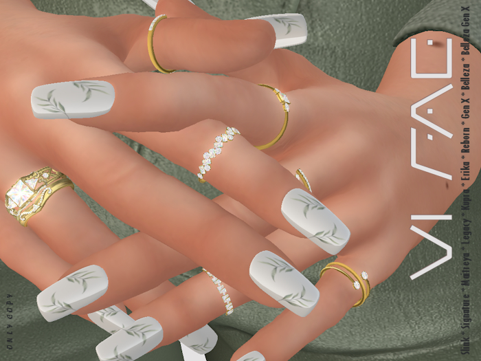 VI. Fae Nails White Leaves