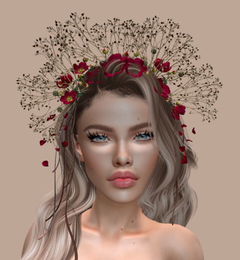 *LODE* Head Accessory - Japanese Anemone Large [crimson] RARE