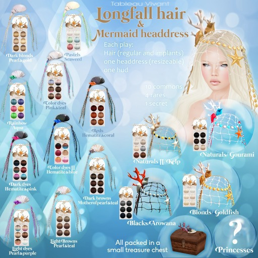 ~Tableau Vivant~ Longfall Hair - DarkBrowns//Motherpearl&tel