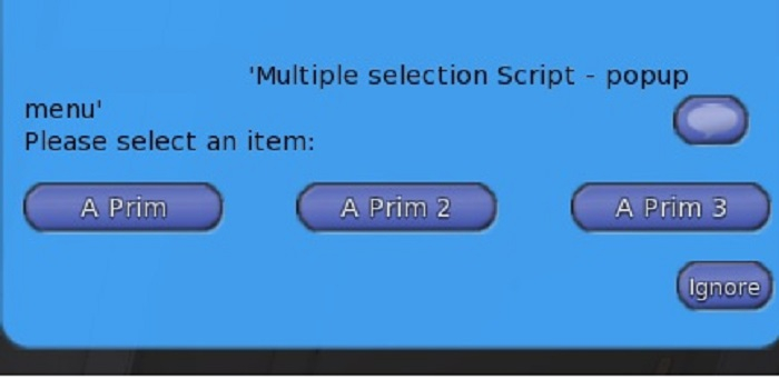 Second Life Marketplace - Multiple selection Script - popup menu