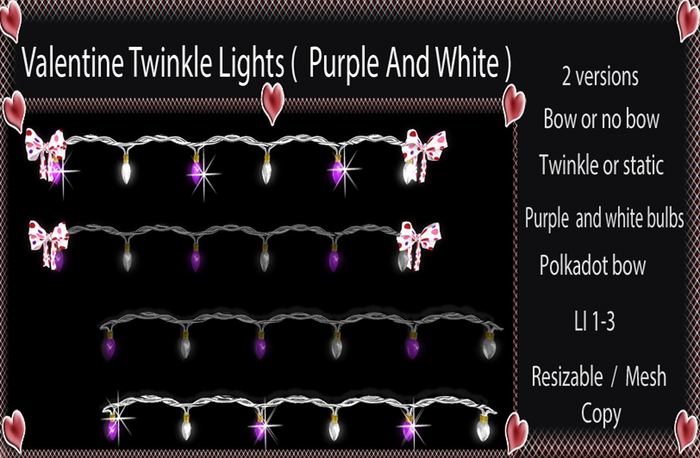 Valentine Twinkle Lightstrings Purple And White   ( Mesh )