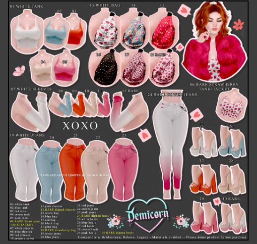 06. RARE - XOXO - STRAWBERRY TANK+JACKET - DEMICORN