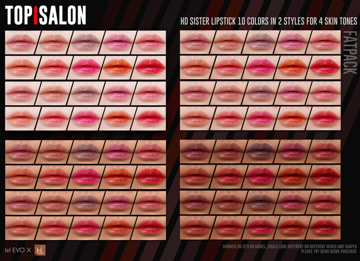 TOP1SALON - HD SISTER LIPSTICK (Lelutka X/Evo) FATPACK