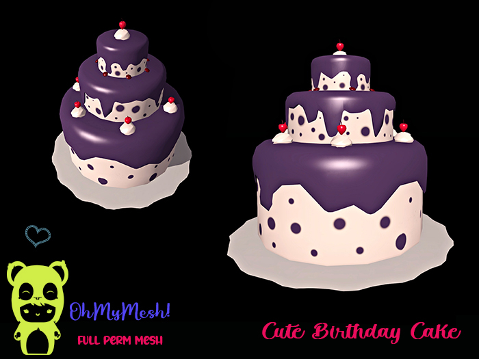 OhMyMesh! Cute Birthday Cake Full Perm Mesh