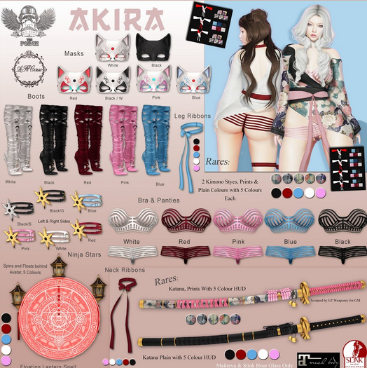 [The Forge] Akira Complete Set WHITE + RARE KIMONO COLOURS & katana