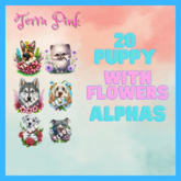 Terra Pink Doggie with Flowers Alphas