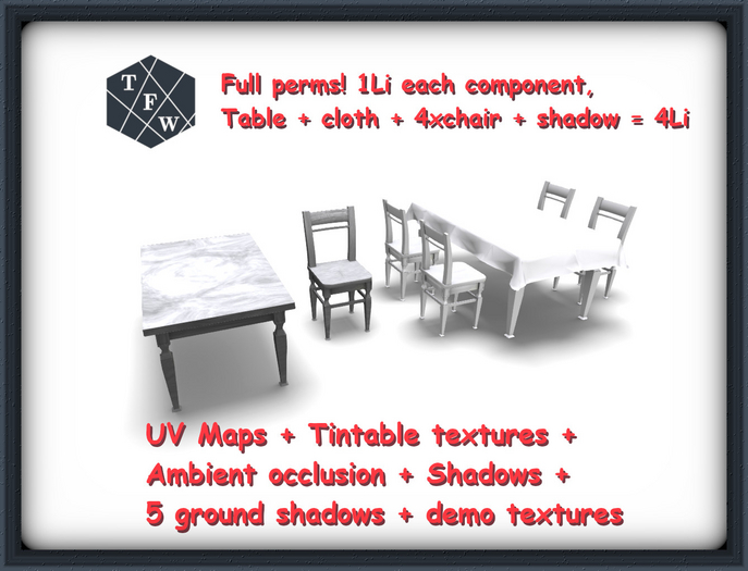 [TFW] Builder's Kit Full Perm Classic Table + Chair Set