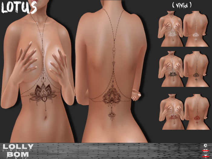 LOLLY's BOM things... [tattoo] LOTUS (faded-vivid) 4 colors