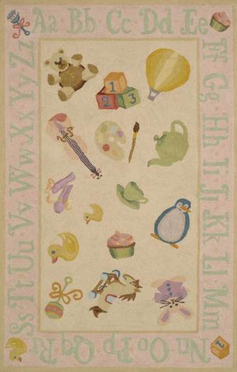 SO Rugs Children and Teens Collection - Alphabet in Soft Pink