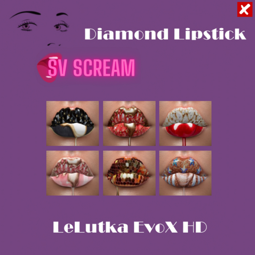 .:SV:. SCREAM Diamond Lipstick Lelutka EvoX HD