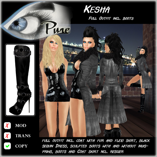 << PURE >> Kesha in Grey (full outfit incl. boot) [inworld price 299L$]