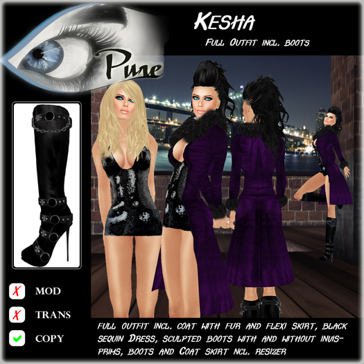 << PURE >> Kesha in Purple (full outfit incl. boot) [inworld price 299L$]