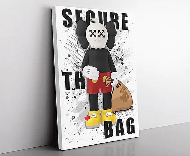 Second Life Marketplace "secure the bag" kaws wall art