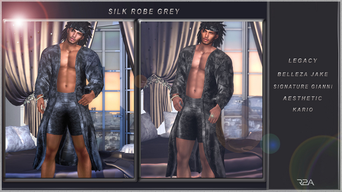 R2A-SILK ROBE GREY