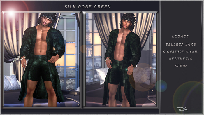 R2A- SILK ROBE GREEN