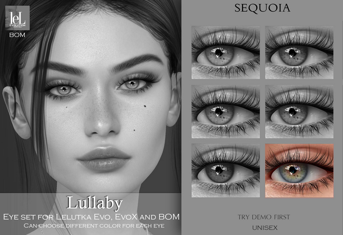 DEMO::Sequoia:: Lullaby eye set for Lelutka Evo/X and BOM